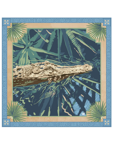 Blue Ocmulgee Alligator Silk Pocket Square