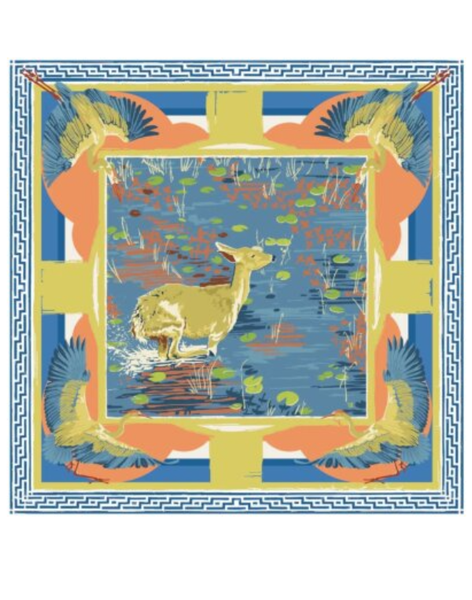 Melon Lily Pad Doe Silk Pocket Square