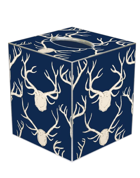 Blue Deer Antler Tissue Box Cover