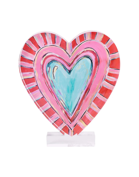 Striped Heart Acrylic On Stand