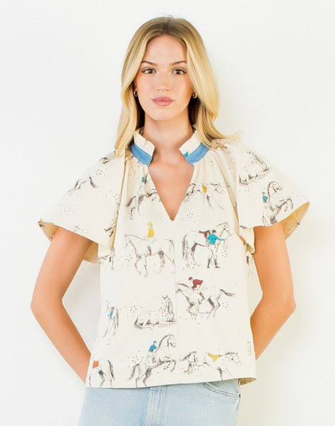 Beezie Horse Print Blouse
