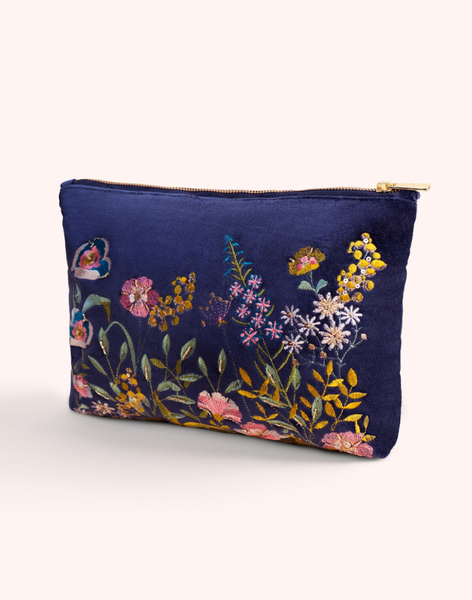 Navy Floral Hedgerow Zip Pouch