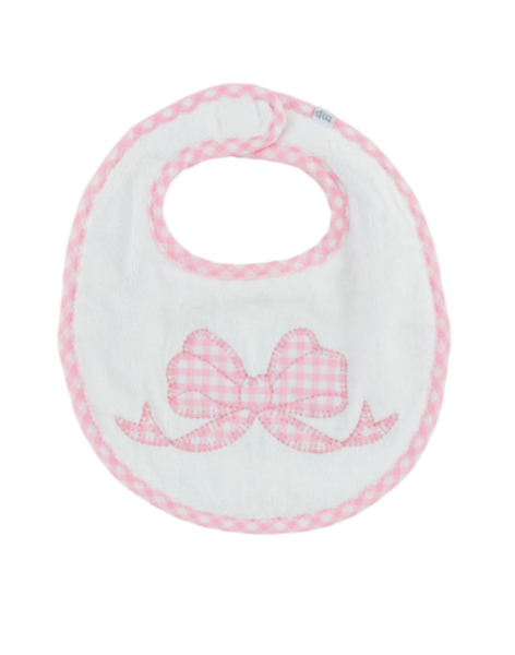 Pink Gingham Bow Bib