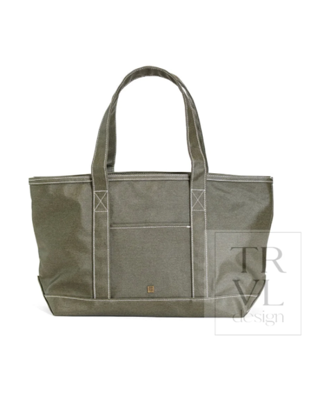 TRVL Mediium Tote Coated Canvas-Olive