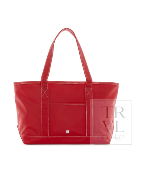 TRVL Medium Tote Coated Canvas-Red