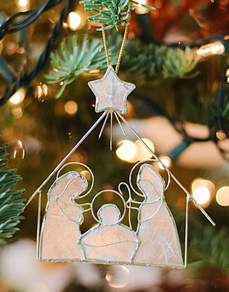Flat Capiz Nativity Ornament