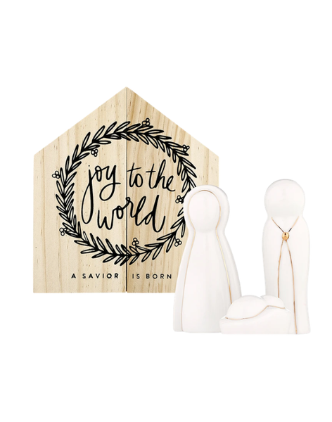 Ceramic Holy Family With Wood Box