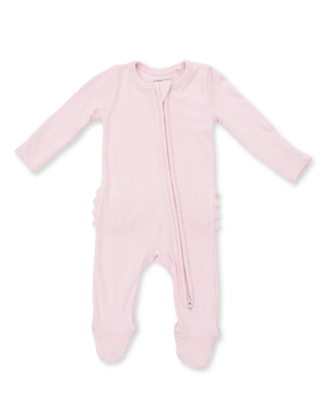 Pink Veiled Rib Zip Footie