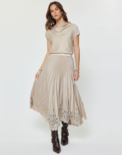 Laser Cut Elastic Waist Skirt