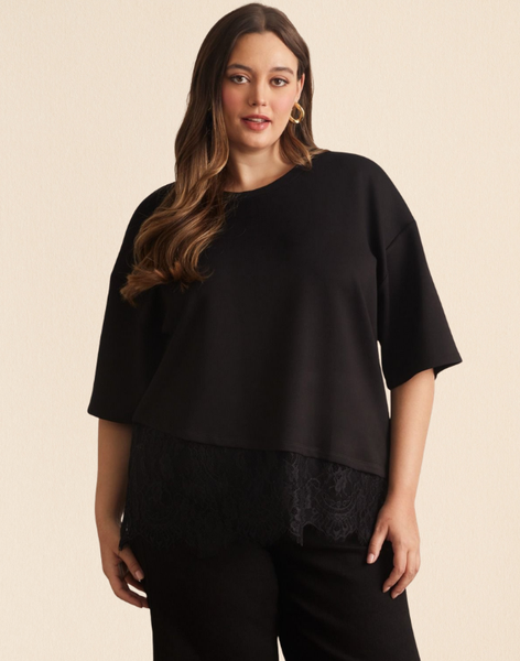 Black Knit Tunic Top- Extended Sizes