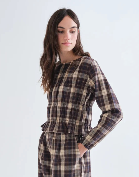 Evelyn Plaid Blouse