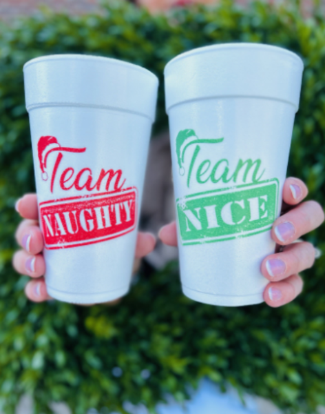 Team Naughty - Team Nice Styrofoam Cups