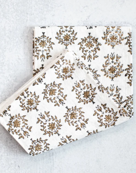 Tea Towel Lotus-Black and Chai