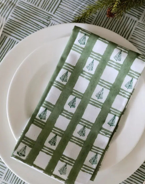 Plaid Trees Tea Towel- Evergreen/Sage