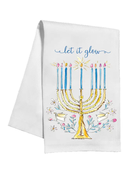 Let It Glow Menorah Kitchen Towel