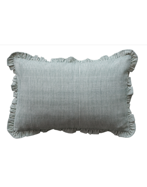 Green Stripe With Ruffle Lumbar Pillow