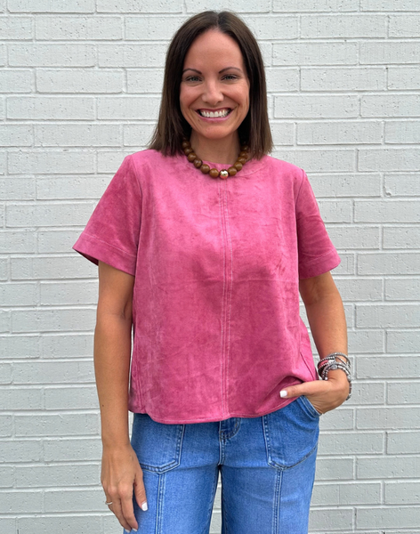 Juliet Suede Top- Berry