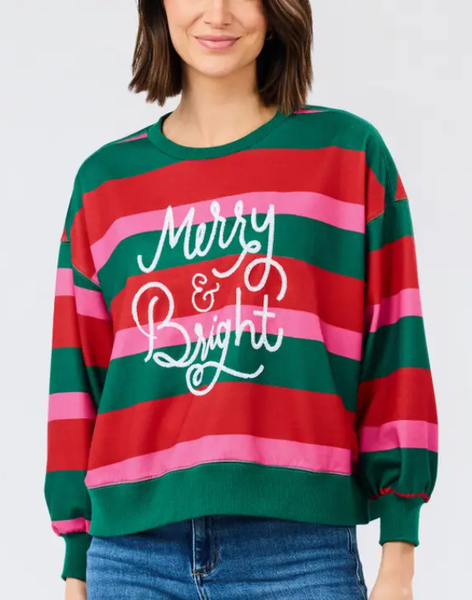 Merry & Bright Striped Sweatshirt