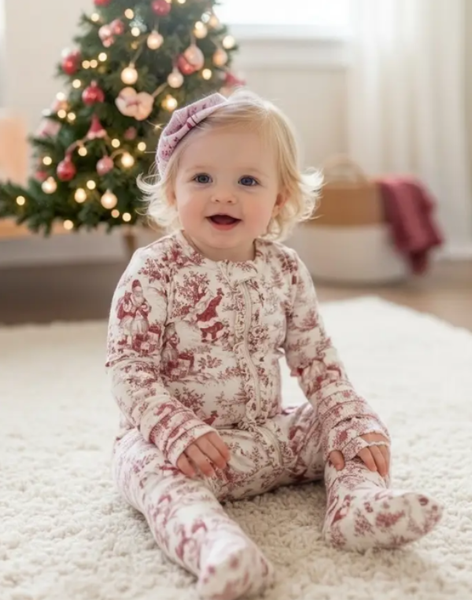 Santa Toile Ruffle Footie
