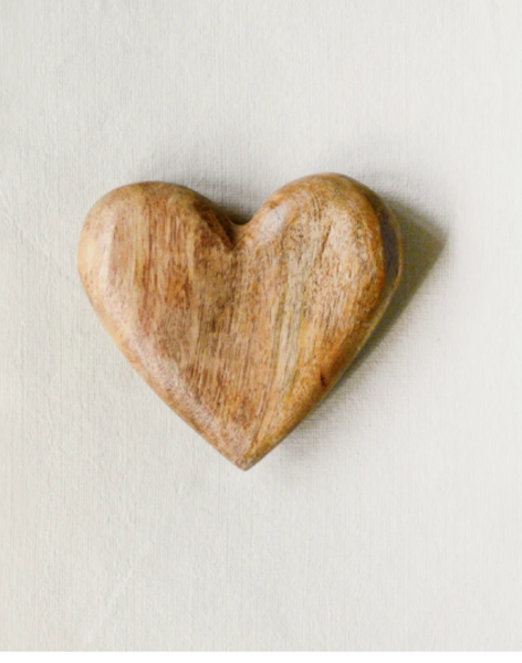 Hand Carved Mango Wood Heart