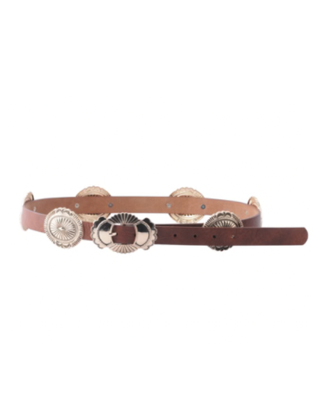 Tan With Gold Concho Leather Belt