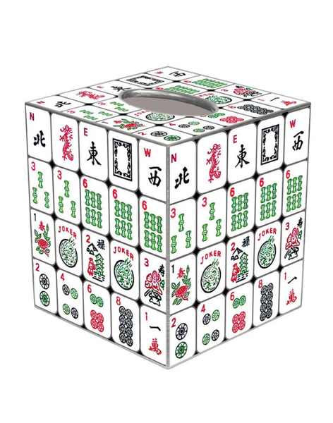 Colorful Mahjong Tiles Tissue Box Cover