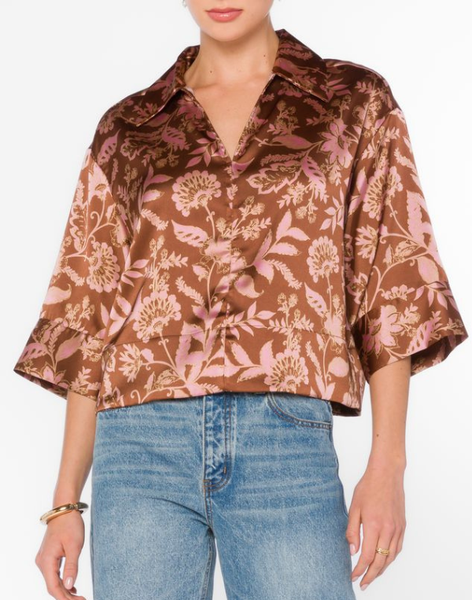 Emira Leaf Print Top