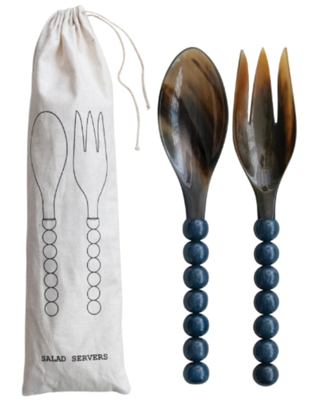 Marble Horn Salad Servers