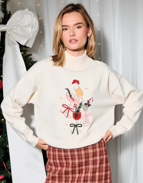 Mock Neck Christmas Cocktail Sweater