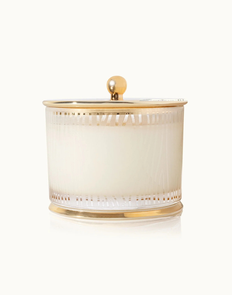 Thymes Frasier Fir Gilded Frosted Wood Grain Candle