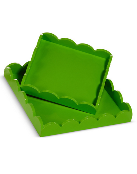 Green Scalloped Square Tray - Assorted Sizes