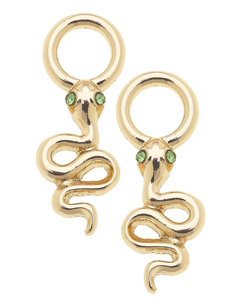 Green Eyed Serpent Huggie Charm