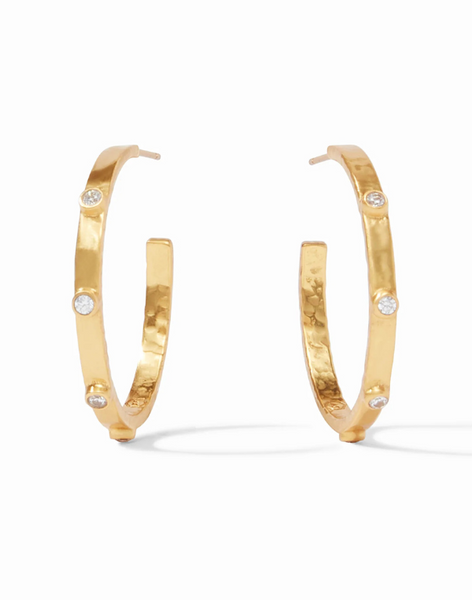 Julie Vos Crescent Stone Hoop Gold Cubic Zirconia - Medium