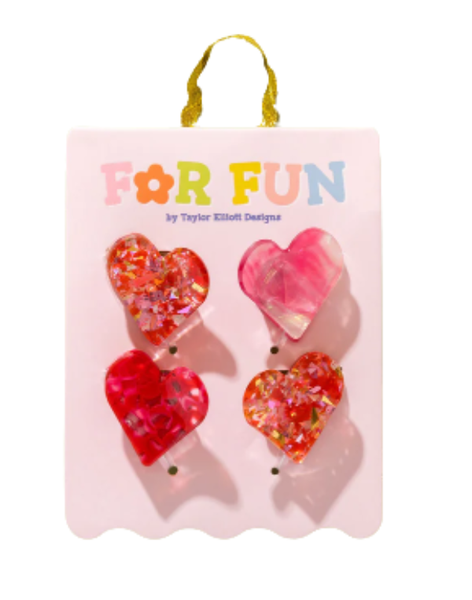 Pink and Red Hearts Mini Clips Pink and Red Hearts Mini Clips