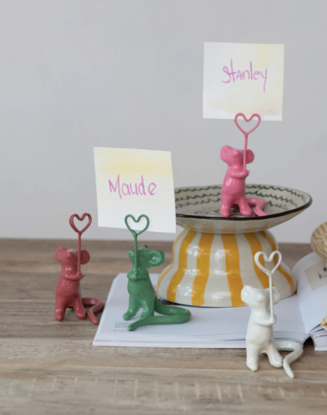 Mouse Holding Heart Place Card