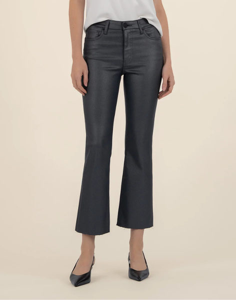 Kelsey Coated High Rise Ankle Flare - Silver Bell