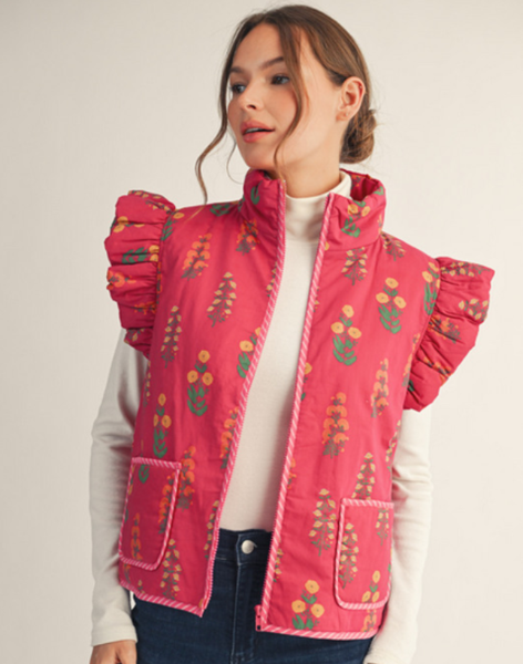 Peggy Puffer Vest - Magenta