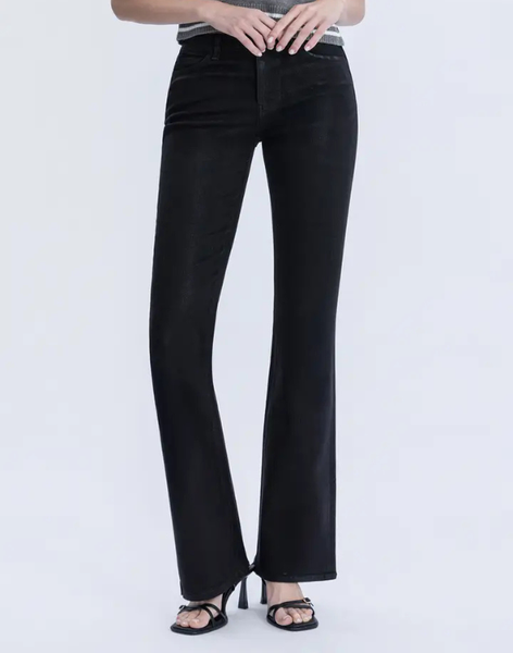 Black Coated High Rise Boot Cut Jeans
