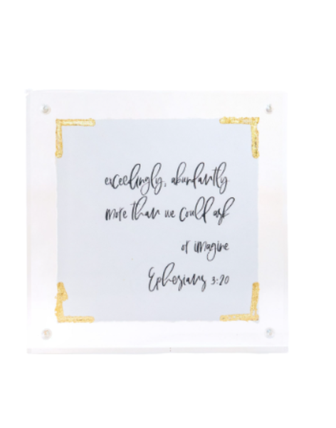 Ephesians 3:20 Gold Leaf Corner in 5x5 Acrylic Frame