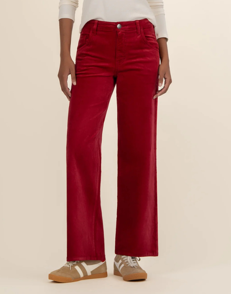 Red Jean Velveteen High Rise Flare
