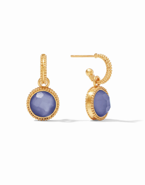 Julie Vos Fleur-de-Lis Hoop & Charm Earring - Iridescent Tanzanite Blue