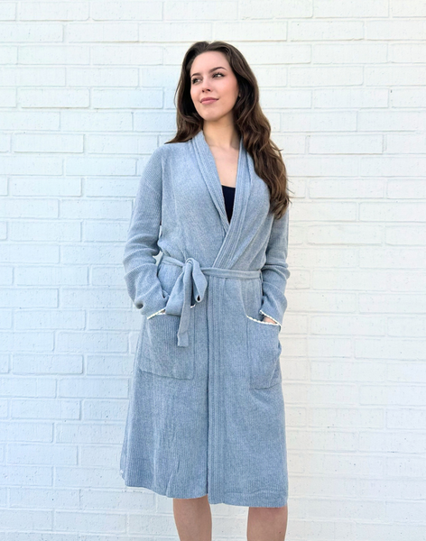 Barefoot Dreams CozyChic Scallop Rib Robe - Moonbeam