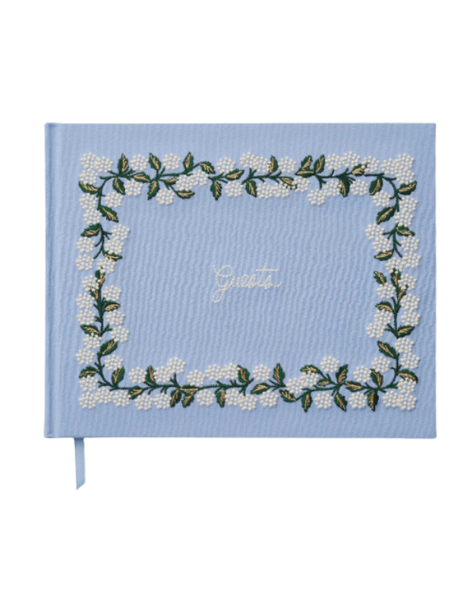 Hydrangea Embroidered Guest Book