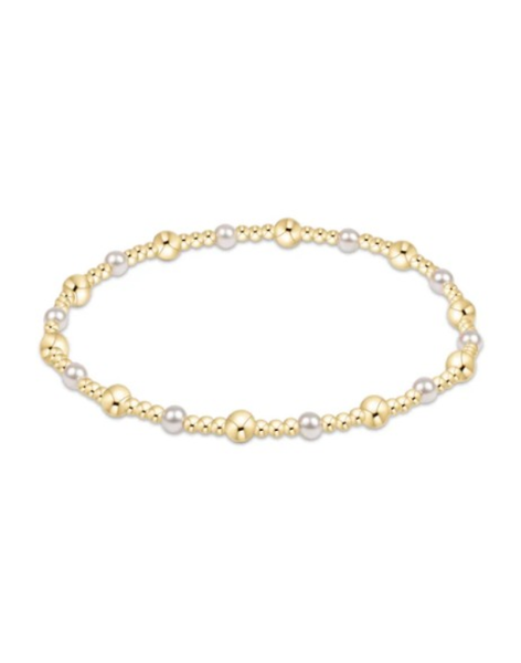 eNewton Designs Classic Gold Sincerity Pattern Pearl 4mm Bead Bracelet