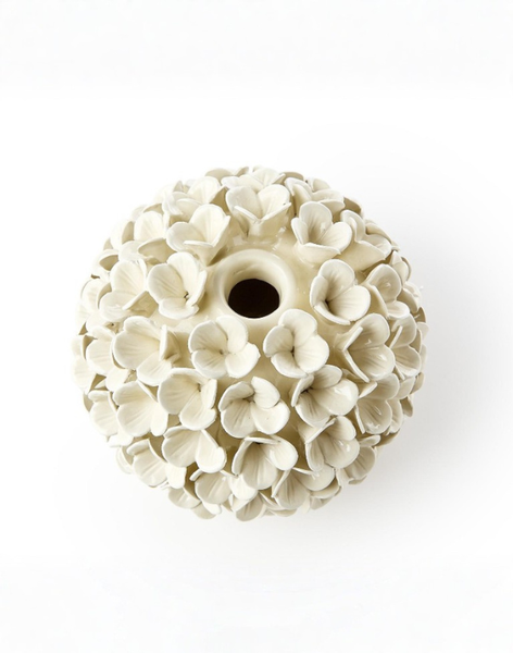 White Hydrangea Bud Vase/Taper Candle Holder