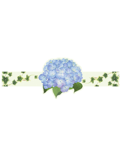 Blue Hydrangea Die Cut Paper Napkin Rings - 8 Count