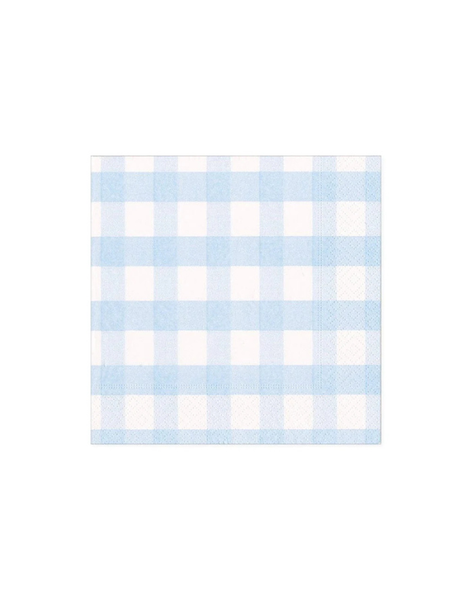 Light Blue Gingham Cocktail Napkins