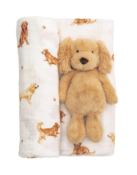 Retriever Swaddle and Rattle