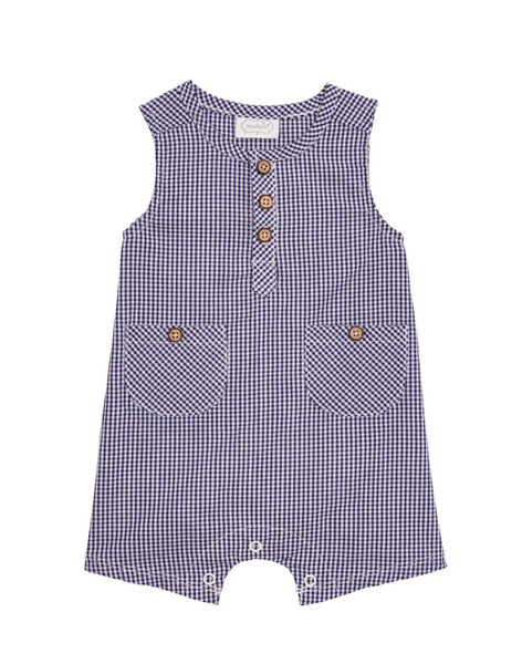Navy Gingham Romper