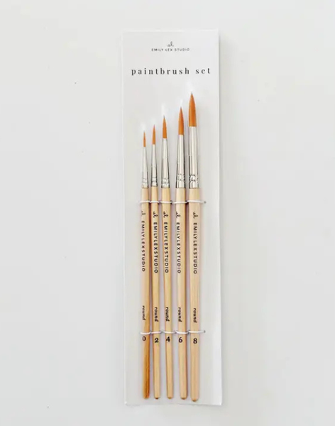Watercolor Paintbrushes -  Set of Five Wood Brushes